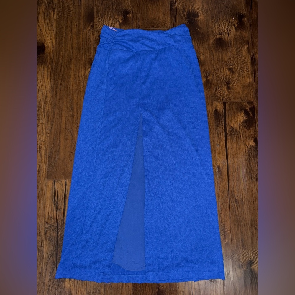 Free People Asymetrical Wrap Maxi‎ Skirt Royal Blue Size Medium